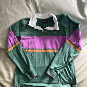 Stussy long sleeve polo, Mens Medium